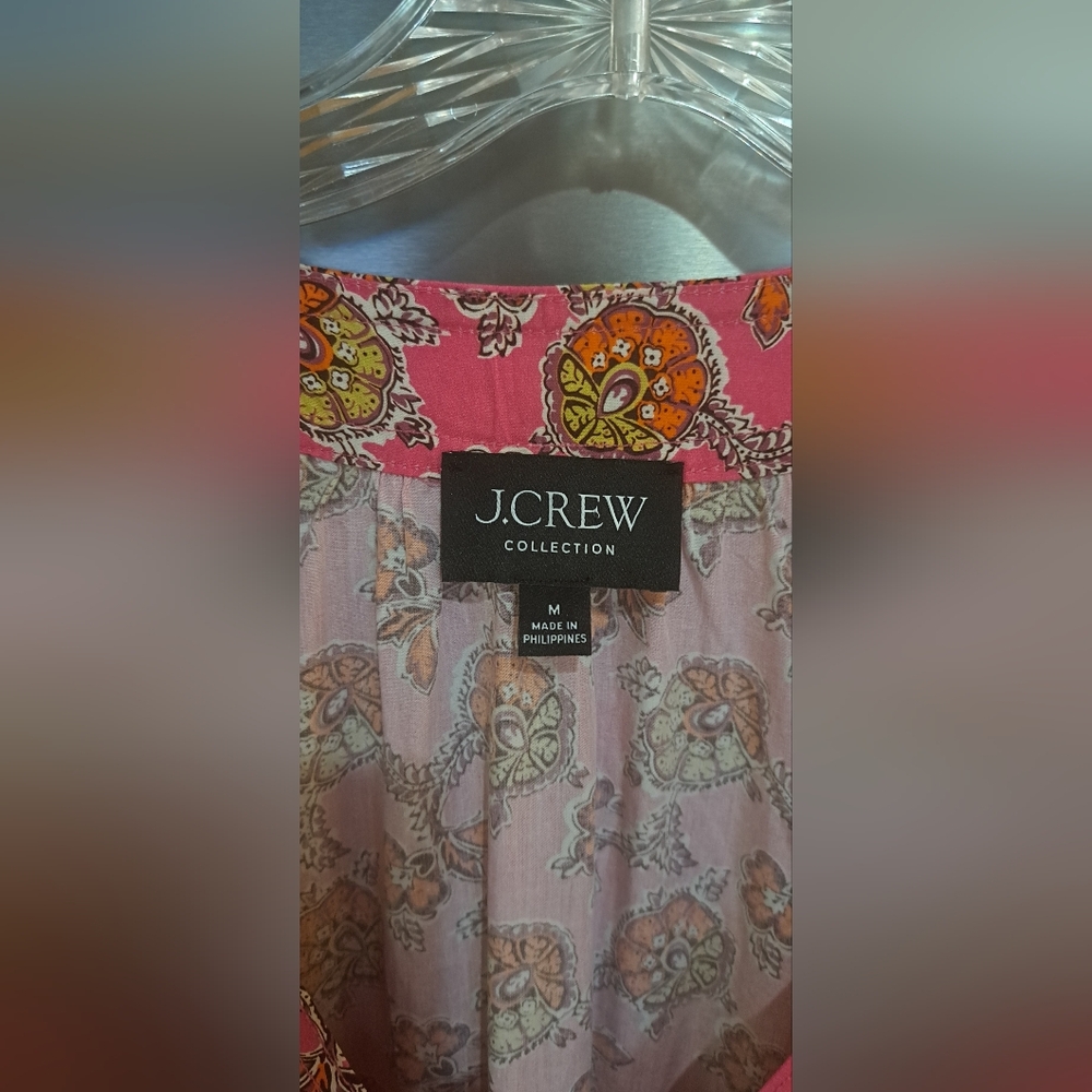 J. Crew Collection Tie-Waist Cotton Poplin Dress Ratti Side Slit Deep V Neck M - Picture 5 of 11